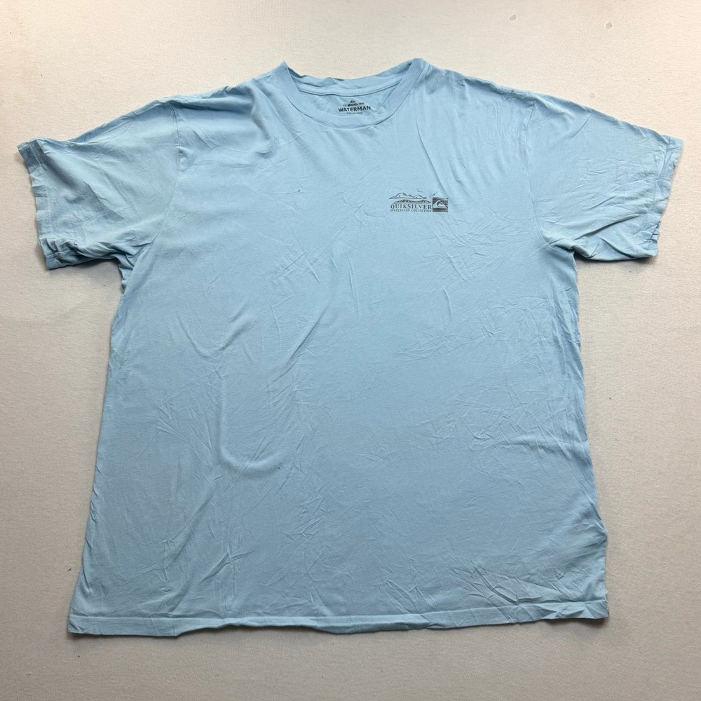 Quiksilver Waterman T-Shirt Mens Extra Large Blue Excellent Fishing Boat Graphic
